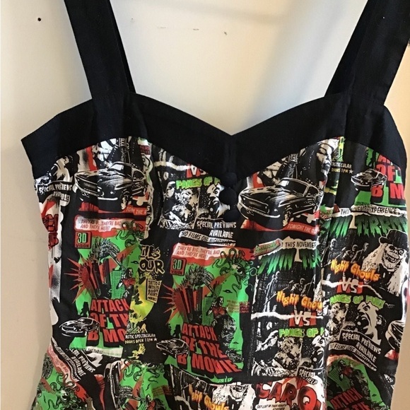 Hell Bunny Black and Multicolor Graphic HORROR Mini dress - Picture 2 of 6